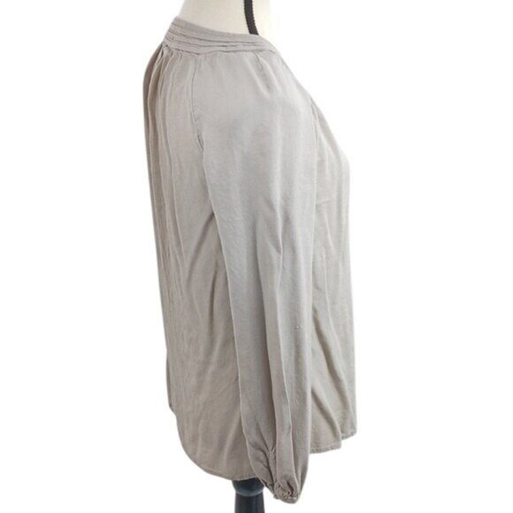 Boden Blouse Womens Size 6 Gray Bib Collar Long Sleeve Classic Lightweight - Picture 4 of 8